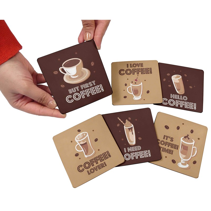 Inkdotpot Set of 6 Drink Coasters Decorative Non,Slip Cork Base