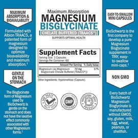 Magnesium Bisglycinate Chelated Supplement - High Absorption Magnesium Supplement for Muscle, Bone & Joint Support - Non-GMO, Non-Laxative, Fully Buffered for Maximum Bioavailability - 180 Capsules
