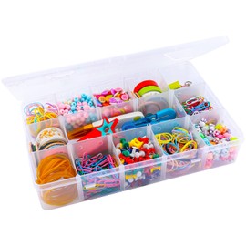 Exptolii 15 Large Grids Plastic Organizer Box with Dividers, Clear Compartment Container Storage for Washi Tapes Beads Crafts Jewelry Fishing Tackles, Size 11 x 6.3 x 2.2 in