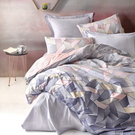 SUSSEXHOME Blush in Gray Duvet Cover Set | Gray, Full Size Duvet Cover, 1 Duvet Cover, 1 Fitted Sheet and 2 Pillowcases, Iron Safe, Hypoallergenic, Breathable Bedding Set, Machine Washable