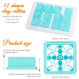 ORIGACH 12 Stytles Flower Tile Clay Cutters, Bohemain Polymer Clay Cutters Set Floral Clay Cutters for Earring Making Flower Shape Clay Cutters for Jewelry Making
