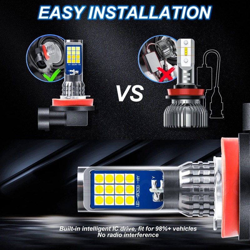 SHENKENUO H11 LED Headlight Bulb Low Beam Bright w/Flash 2