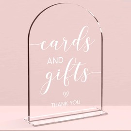 Cards and Gifts Sign,Arch Acrylic Wedding Sign,Minimalist Wedding Decoration Sign for Wedding Reception & Event Party Table, Bridal Shower Baby Shower Favors for Guests 5 x 7 Inch (White)