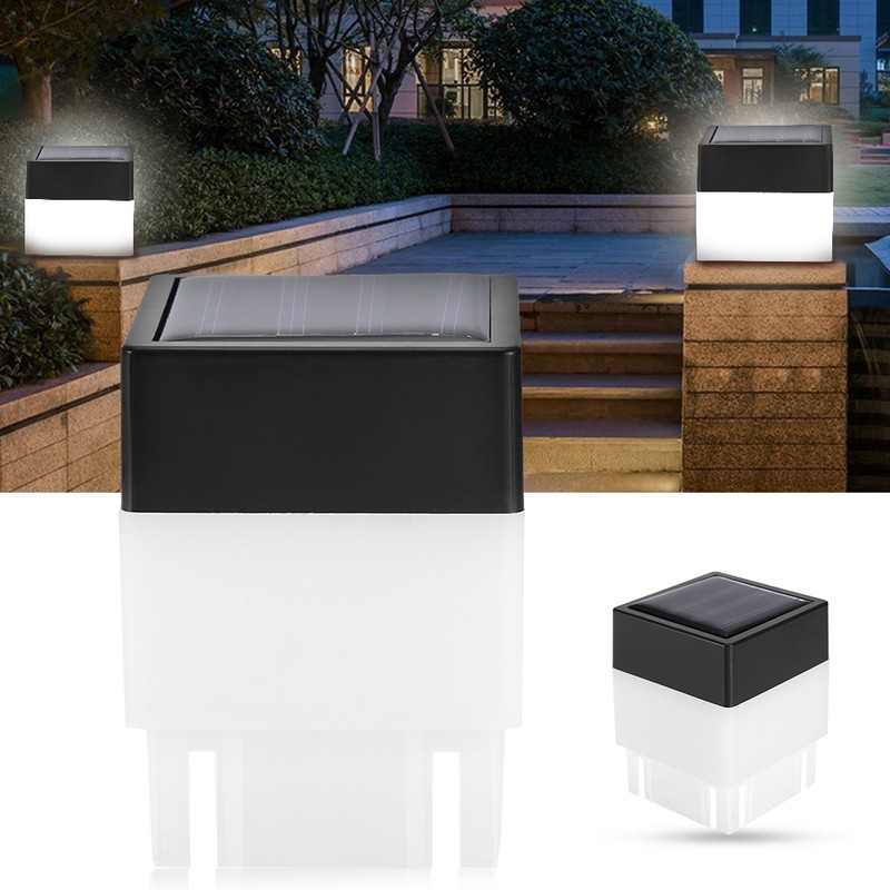 Solar Powered LED Square White Light for Garden Fence Courtyard