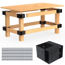 Heavy Duty Workbench Bracket Kit – Set of 8 Steel 3-Way Brackets for 4x4 and 2x4 Lumber, Ideal for DIY Garage Work Bench Legs, Woodworking Tables, Workshop Shelves, Planer Stands, and Kitchen Islands