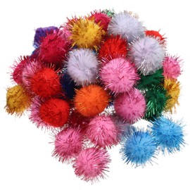 PATIKIL 1 in Pom Poms for Crafts, 50Pcs Fuzzy Pastel Glitters Pom Pom Balls for Art Supplies DIY Creative Craft Material Handicraft Decorations, Multicolored
