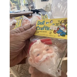 Medium Vintage NOS Rubber Faced Santa Heads Christmas Crafts