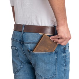 STILORD 'Samuel' Men's Leather Wallet Small Vintage RFID Wallet Men's Card Wallet Genuine Leather, Bergamo - Brown, coin purse