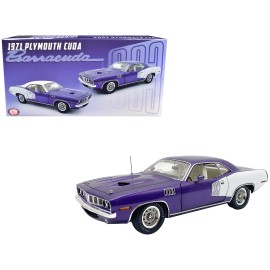 1971 Plymouth Barracuda DCD in Violet Metallic White Limited Edition 1/18 Diecast Model Car Worldwide 350 Pieces ACME