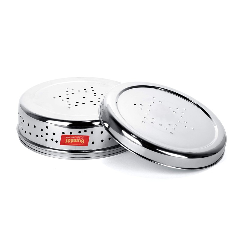 Sumeet Stainless Steel Hole Puri Dabbas/Flat Canisters/Sprout Maker with Air