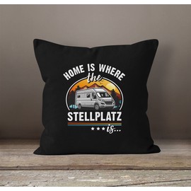 MoonWorks® Cushion Cover Camping Home is Where The Pitch is Gifts for Camper Motorhome Saying Funny Black Standard