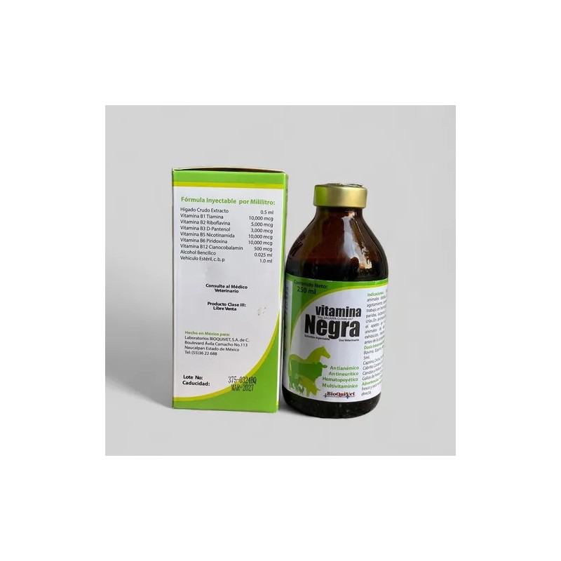 Vitamina Negra 250ml Perros Gatos Caballos Gallos Complejo B