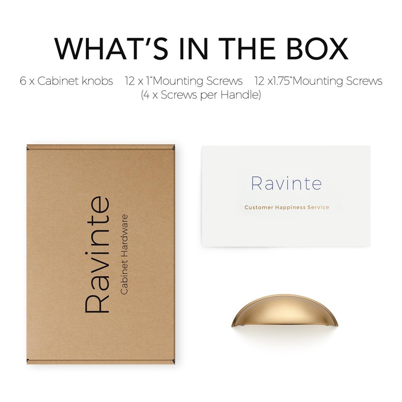 Ravinte 6 Pack 3" Drawer Pulls Champagne Bronze Cabinet Cup