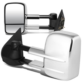 DNA Motoring TWM-002-T222-CH Pair of Chrome Cover Manual Telescopic Towing Side Mirrors Compatible with 97-03 F-150 Standard/Extended Cab