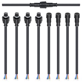 wecan 5 Pin Waterproof Wire Connector Kit, 20 AWG 28cm Male Female Connectors with Tin Plated Joint for Waterproof Wires Plug DIY (4 set black)