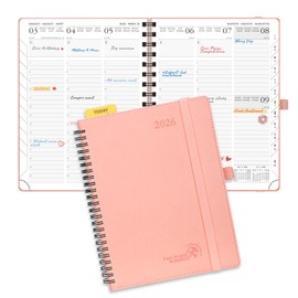 POPRUN Calendar 2026 Weekly Planner 22 x 16.5 cm, 17-Month Diary Ring Binder (Jan.2026-Dec.2026), Book Calendar 1 Week 2 Pages with Soft Cover - Pink