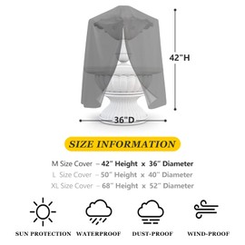 SELUGOVE Fountain Cover 42H × 36D Inches Black 210D Oxford Fabric All-Weather Fountain Dust Cover with Drawstring Waterproof Protective Cover for Outdoor Patio Garden