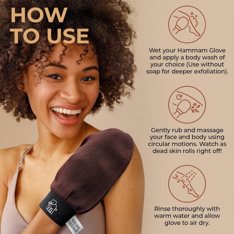 Natural Elephant Exfoliating Hammam Glove | Authentic Moroccan Kessa Body