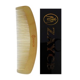 ZAYCB Buffalo Horn Fine Tooth Comb - Anti-Static Hair Comb - Hair Styling Detangling Comb for Men, Women and Kids - For All Hair Types - 6.0 x 1.3 x 0.2 inches