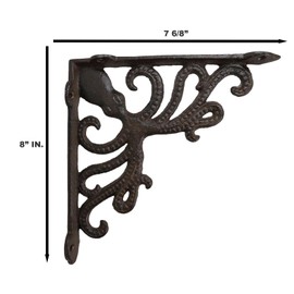 Ebros Gift Pack of 2 Nautical Marine Kraken Monster Giant Sea Octopus Wall Or Shelf Bracket Rust Bronze Finish DIY Craft Decorative Garden Accent Accessory
