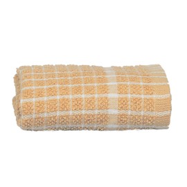 BAVIN 100% Egyptian Cotton Terry Tea Towels Waffle Weave Super Soft and Absorbent Kitchen Cloths, Dish Cleaning Sand Bar Towel - 60x45 cm - White Check - Golden