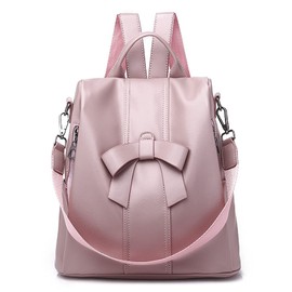 XingChen Backpacks and Purses for Women PU Leather Anti-theft Fashion Casual Lightweight Travel Bowknot Shoulder Bag(Pink)