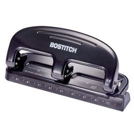 Bostitch Office EZ Squeeze 20 Sheet Standard 3 Hole Punch, Metal Construction, Silver/Black (HP20)