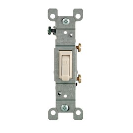 Leviton 1451-2T Framed Grounded Toggle Switch, 120 V, 15 A, 1 P, 1 Count, Light Almond