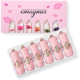 B?lsamo Labial Jelly Flower, 6PCS Crystal Clear Lipstick Set B?lsamos Labiales Hidratantes de Larga Duraci?n que Cambian de Color con la Temperatura