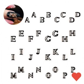 Nail art English initials black, 1 piece, 03.Alphabet (black)-09 I / 네일아트 영문 이니셜 블랙, 1개, 03.알파벳(블랙)-09 I