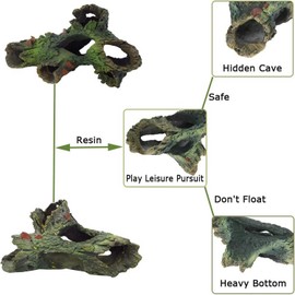 2 Pcs Decaying Trunk Driftwood Aquarium Ornament,Small Resin Wood Trunk Aquarium Decoration Log,Tank Decoration for up to 20 Gallon Tank Betta & Fish Accessories Aquarium Cichlid Hideout Cave