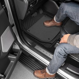 Cat Detachable Deep Dish Car Floor Mats for Auto Rubber w/ Removable Carpet Liner - Easy-Clean Automotive Floor Liners Heavy Duty All Weather Set, Black and Charcoal Gray