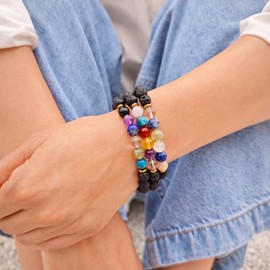 IUNIQUEEN Boho Handmad Natural Lava Chakra Healing Energy Stone Bead Bracelets for Women Men Friend Jewelry Birthday Gifts Spiritual Bracelet Generosity Bracelet