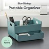 BLUE GINKGO Portable Desk Organizer – Compact 3 Compartment, Half-drawer