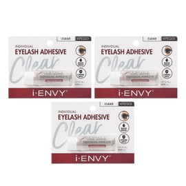 i-Envy Semi-Permanent Lash Glue Adhesive for Individual Cluster Lashes & Lash Extension, Waterproof Strong Hold, Long-Lasting Up to 2 Weeks, Latex-Free, Perfect for Sensitive Eyes (Clear, 3 Pack)