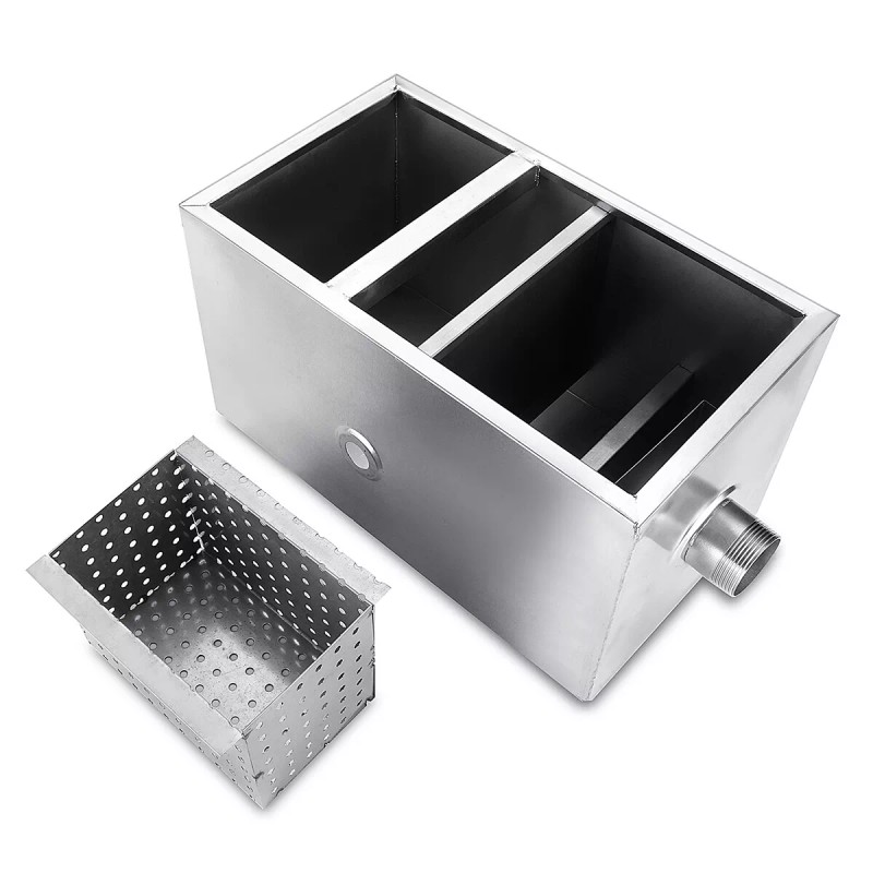 dtangor Commercial Grease Trap 8LB Stainless Steel Interceptor Restaurant Kitchen