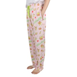 Sanrio Keroppi Women's Pajama Pants Allover Print Adult Lounge Sleep Bottoms (Large) Pink