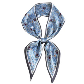 MINIDORA Satin Scarves for Women 59× 5.9 inches Elegant Silk Feeling Scarf for Bag Headwrap Lightweight Neck Tie A-012 Paisley Blue