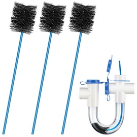 Gulfmew 3 Pcs Condensate Trap Flexible Drain Brush, 16 Inch AC Drain Line Cleaning Brush for AC & HAVC Condensate P Trap, Blue
