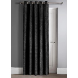 Velosso Thermal Blockout Window Treatment Triple Weaved Door Curtain Panel Ring Top Curtain for door (Black)