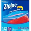 Ziploc Easy Open Tabs Freezer Gallon Bags, 152 Count (Pack of 1)