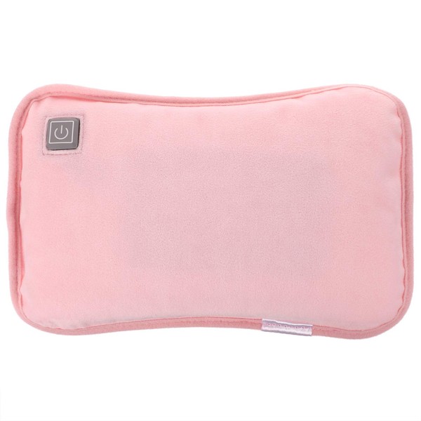 HEALLILY Hot Water Bottle USB Rechargeable Electric Hot Water Bag with Plush Cover Pink