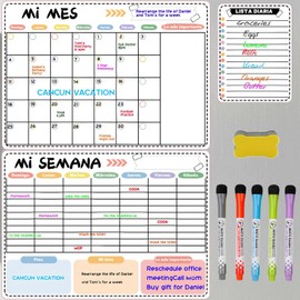 LSHSXPX - Calendario Pizarron Organizacion, Calendario Magnético para Refrigerador, Con cinco bolígrafos borrables y gomas de borrar de pizarra para la planificación semanal, la programación, etc