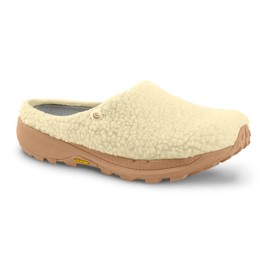 Topo Athletic Women's Revive Lightweight Comfortable 3MM Drop Recycled Fleece Natural Recovery Shoes, Everyday Wear Slippers, Cream/Tan, Size 6.5