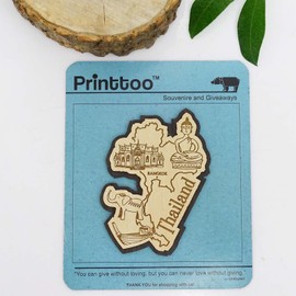 Printtoo Souvenir Wooden Thailand Map Gift Collectibles Engraved Fridge Magnet