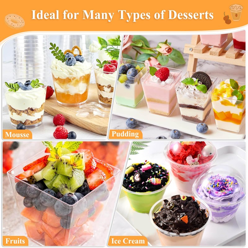 Tetutor 425 Pack Plastic Dessert Cups with Lids and Spoons,