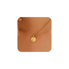 18K Gold Plated Charm Necklace for Women Trendy Coin Sun Shell Starfish Seashell Sea Turtle Seahorse Ocean Series Pearl Pendant Necklaces Boho Summer Beach Jewelry