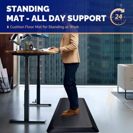 FEATOL Anti Fatigue Mat for Standing, 9/10 Extra Thick Ergonomic Standing Desk Mat, Comfort & Durable Memory Foam Standing Mat at Home,Office All Day (20" x 32", Black, 1PC)