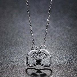 PAHALA 925 Sterling Silver Cute Panda Shaped with Crystals Clear CZ Pendant Necklace