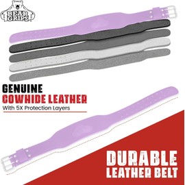 Bear Grips Weight Lifting Belt 7mm Weightlifting Belt Padded Gym Belt Double Prong Squat Belt Leather Workout Belt Powerlifting Deadlift Belt Back Support Exercise Belt Training Cinturon Purple Small